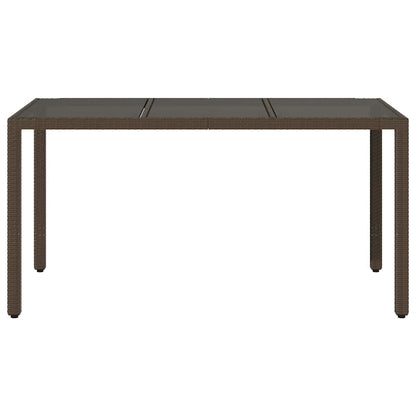 Zahradní Stůl Se Skleněnou Deskou Hnědý 150X90X75 Cm Polyratan