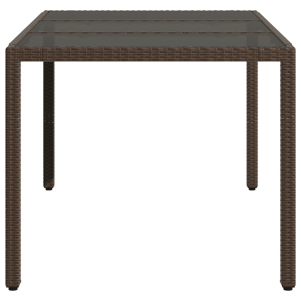 Zahradní Stůl Se Skleněnou Deskou Hnědý 150X90X75 Cm Polyratan