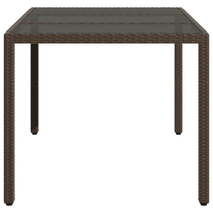 Zahradní Stůl Se Skleněnou Deskou Hnědý 150X90X75 Cm Polyratan