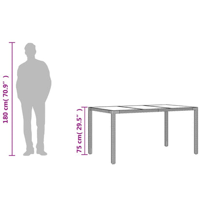 Zahradní Stůl Se Skleněnou Deskou Hnědý 150X90X75 Cm Polyratan