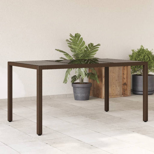 Zahradní Stůl Se Skleněnou Deskou Hnědý 150X90X75 Cm Polyratan
