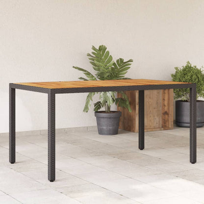 Zahradní Stůl 150 X 90 X 75 Cm Akáciové Dřevo A Polyratan Černý