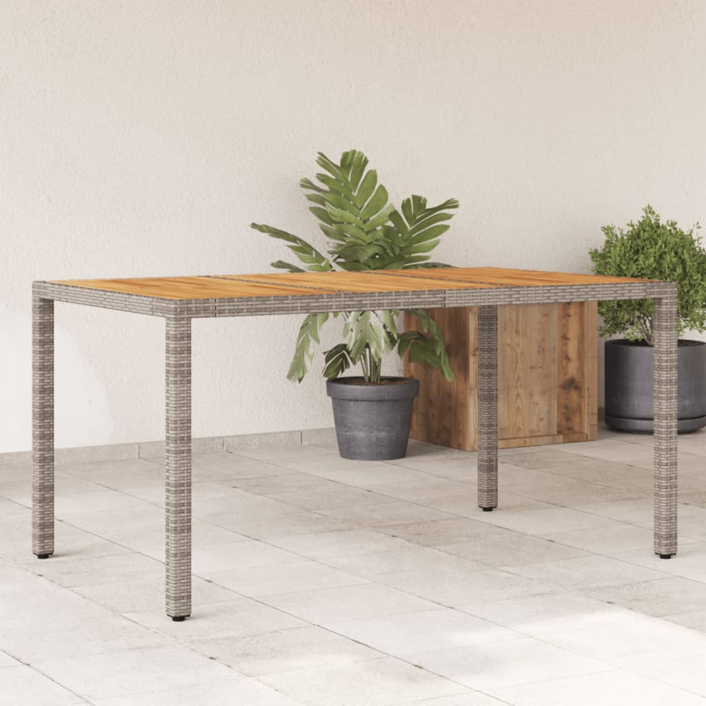 Zahradní Stůl 150 X 90 X 75 Cm Akáciové Dřevo A Polyratan Černý