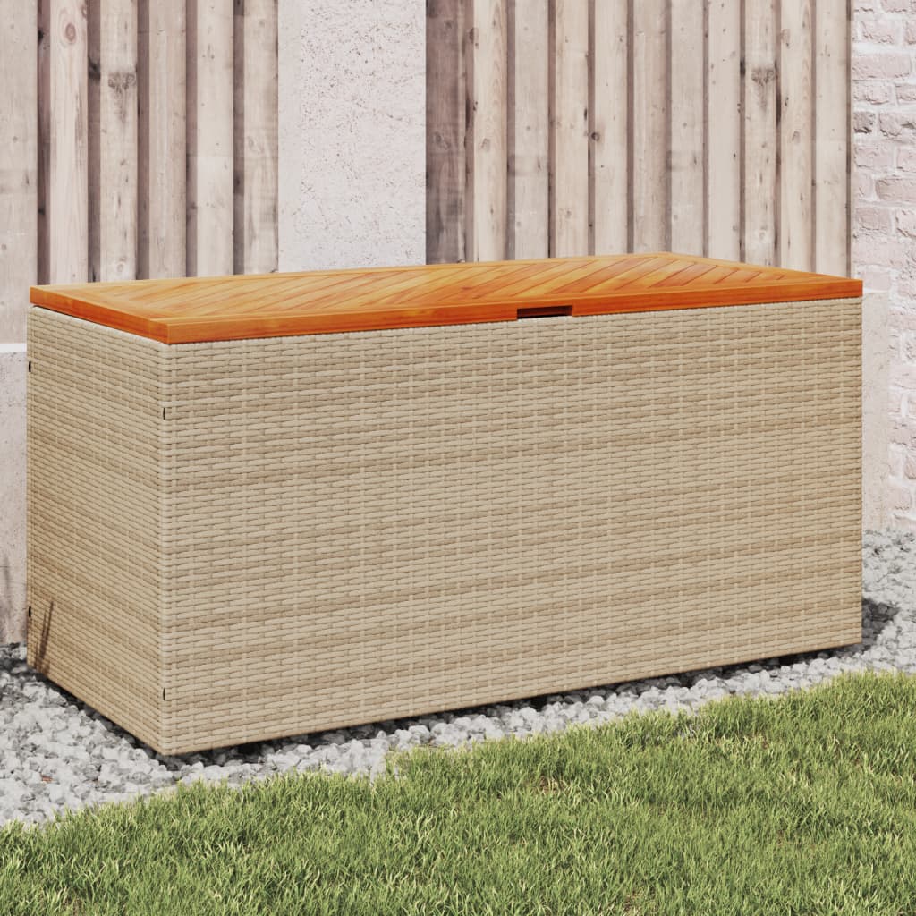 Zahradní Úložný Box Béžový Polyratan A Akácie