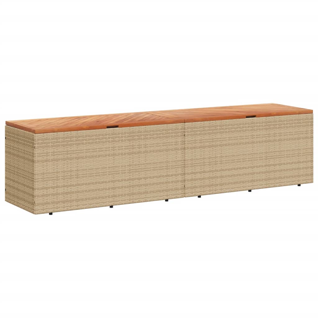 Zahradní Úložný Box Béžový Polyratan A Akácie