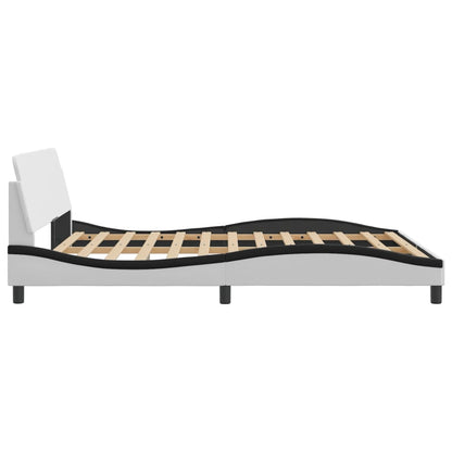 Rám Postele S Čelem Bílý A Černý 160 X 200 Cm Umělá Kůže