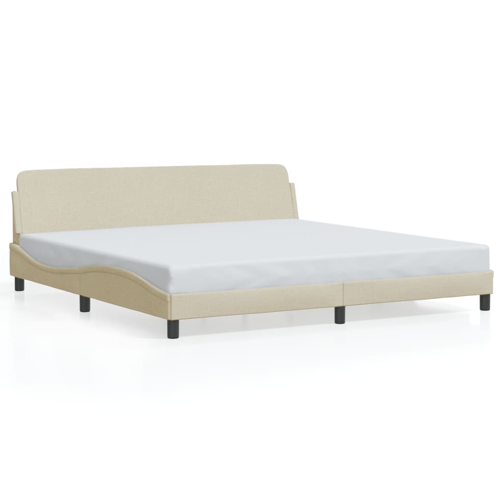 Rám Postele Bez Matrace Krémový 200 X 200 Cm Textil