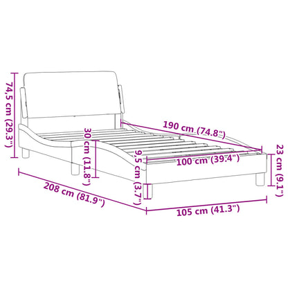 Rám Postele Dover Bílý 100 X 190 Cm Umělá Kůže