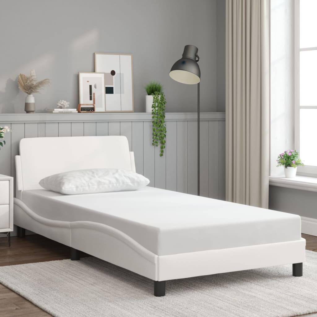 Rám Postele Dover Bílý 100 X 190 Cm Umělá Kůže