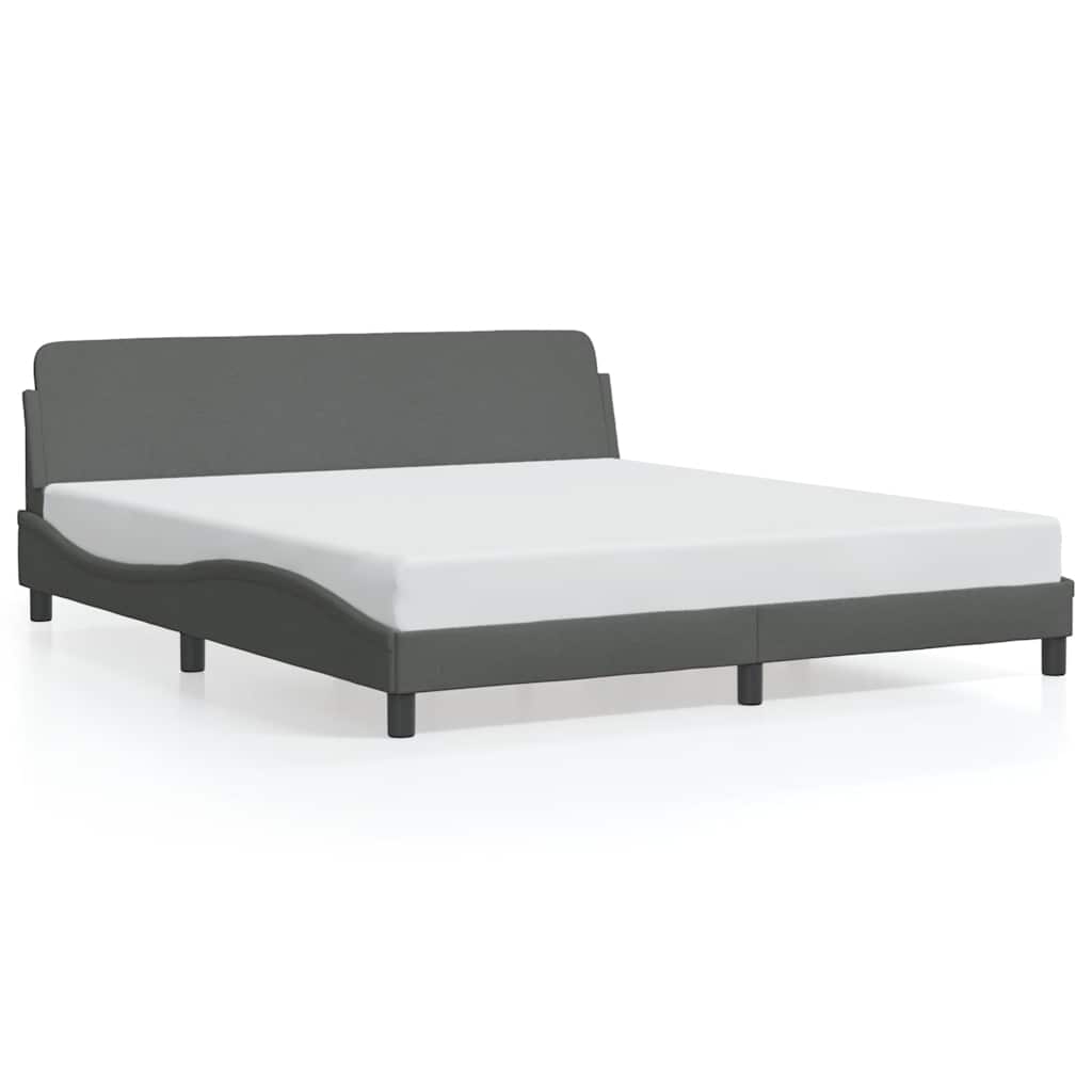 Rám Postele Dover Tmavě Šedý 152 X 203 Cm Textil