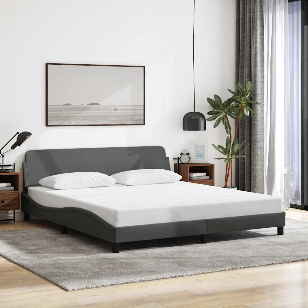 Rám Postele Dover Tmavě Šedý 152 X 203 Cm Textil