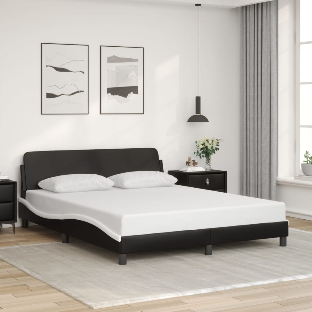 Rám Postele Dover Černý A Bílý 152 X 203 Cm Umělá Kůže