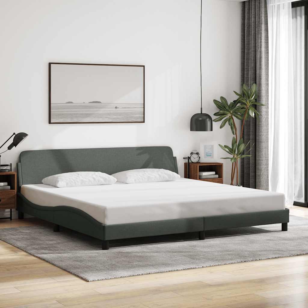 Rám Postele Dover Tmavě Šedý 193 X 203 Cm Textil