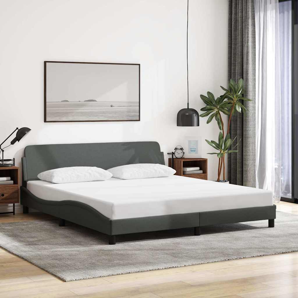 Rám Postele Dover Tmavě Šedý 183 X 213 Cm Textil