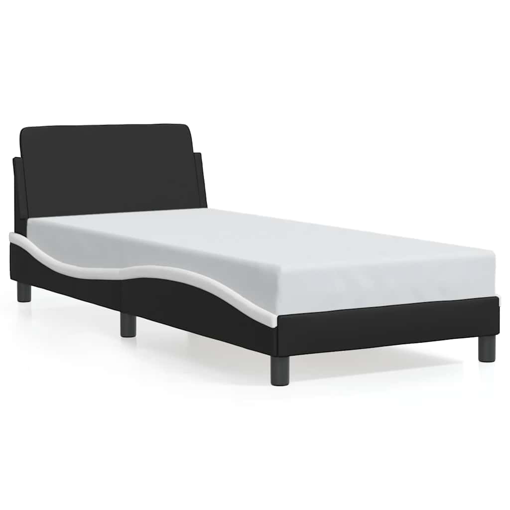 Rám Postele Dover Černý A Bílý 90X190 Cm Umělá Kůže