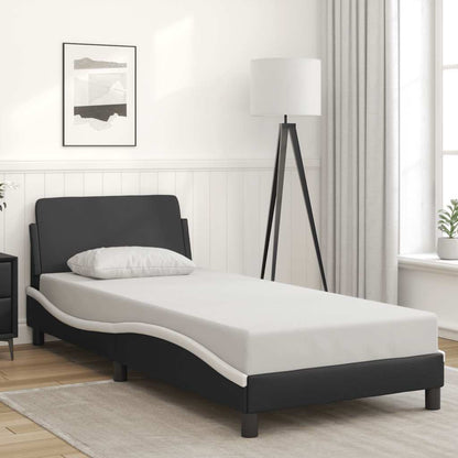 Rám Postele Dover Černý A Bílý 90X190 Cm Umělá Kůže
