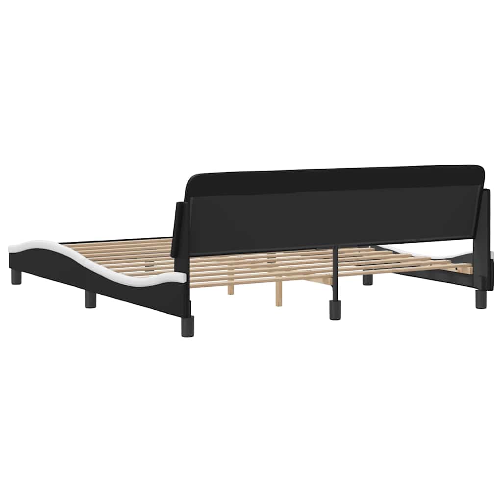 Rám Postele Dover Černý A Bílý 180X200 Cm Umělá Kůže