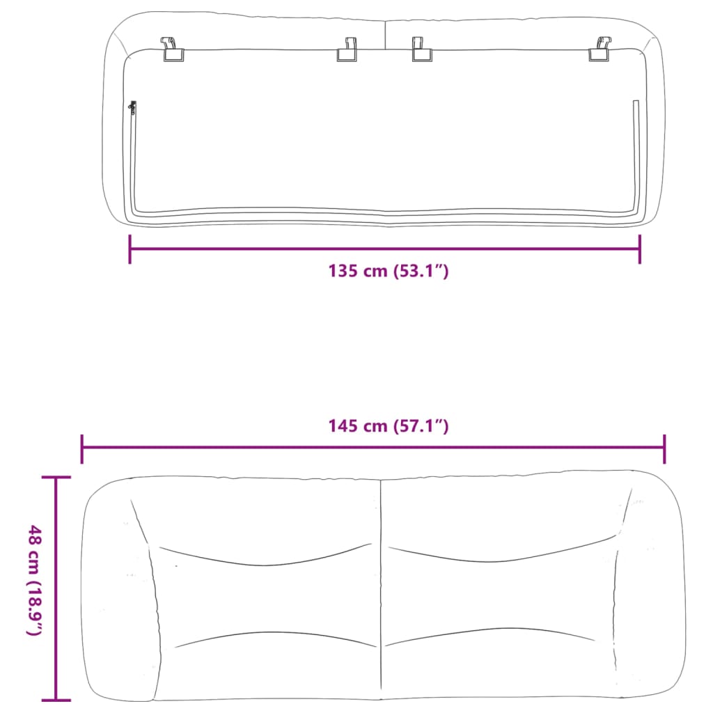 Polštář Na Čelo Postele Černý 135 Cm Umělá Kůže