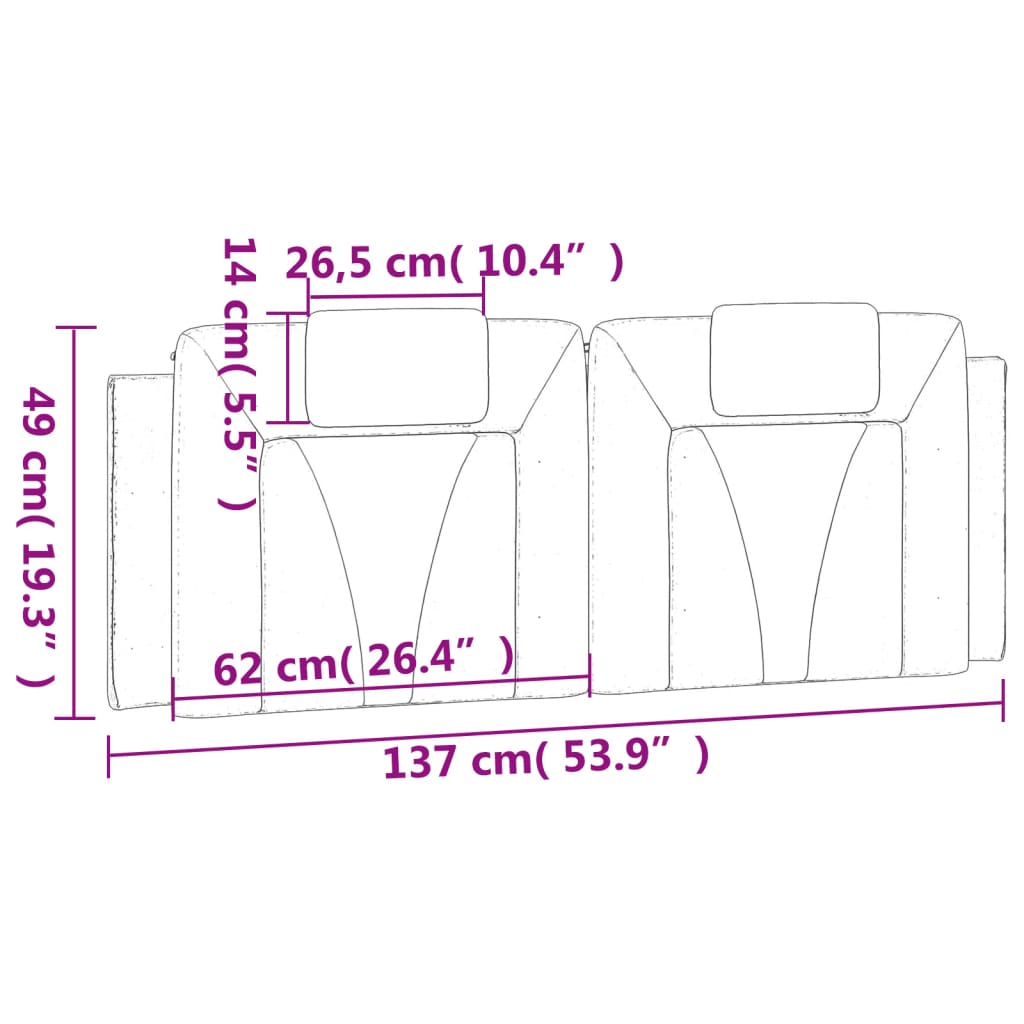 Polštář Na Čelo Postele Viana Černý 137 Cm Umělá Kůže