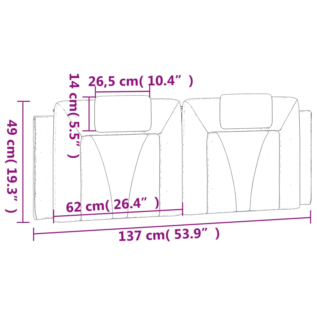 Polštář Na Čelo Postele Viana Černý A Bílý 137 Cm Umělá Kůže