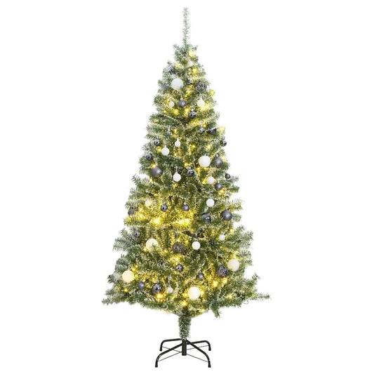 Umělý Vánoční Stromek S 300 Led A Sadou Koulí Zasněžený 240 Cm