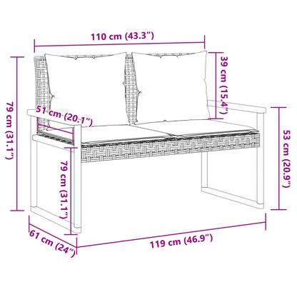 Zahradní Lavice S Poduškou Mix Béžové Polyratan Akáciové Dřevo