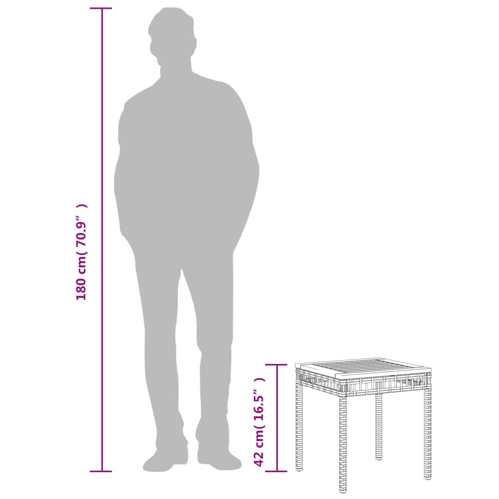 Zahradní Stolek Mix Béžové 38X38X42 Cm Polyratan Akáciové Dřevo