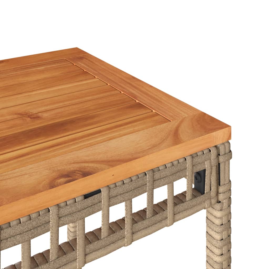 3Dílný Bistro Set Béžový Polyratan A Masivní Akáciové Dřevo