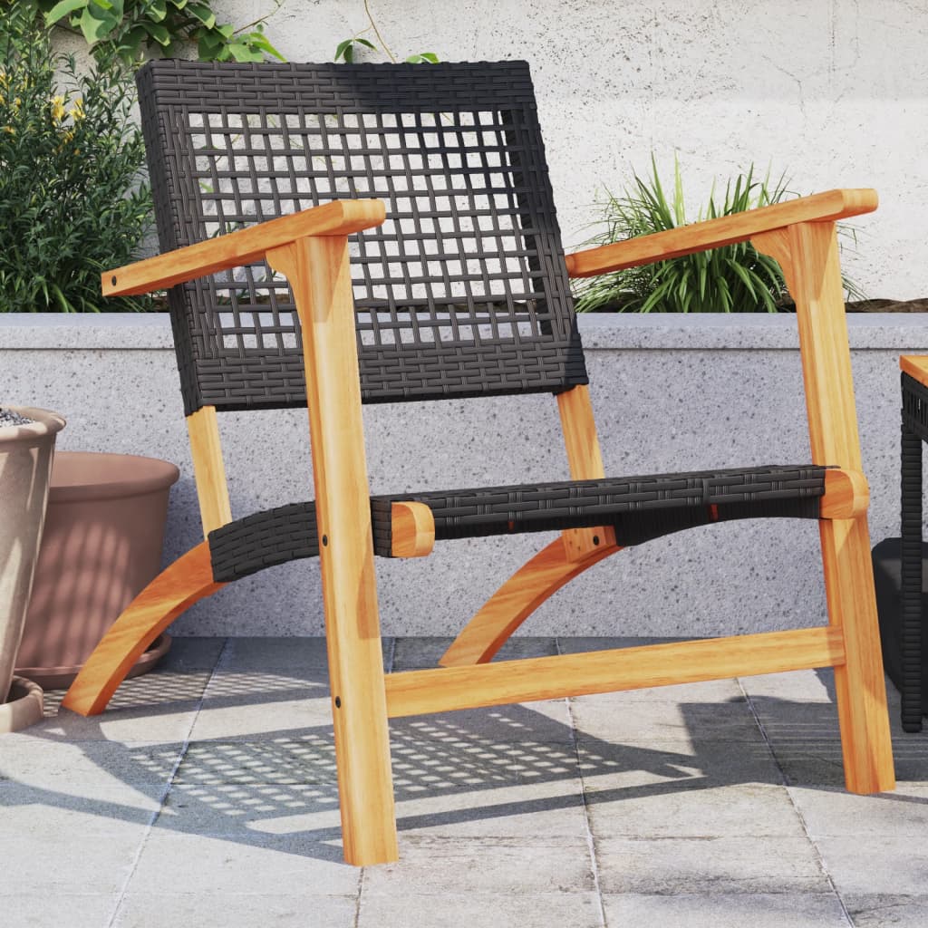 3Dílný Bistro Set Béžový Polyratan A Masivní Akáciové Dřevo