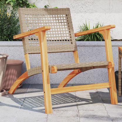3Dílný Bistro Set Béžový Polyratan A Masivní Akáciové Dřevo
