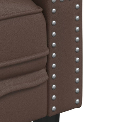 3Dílná Sedací Souprava Chesterfield Hnědá Umělá Kůže