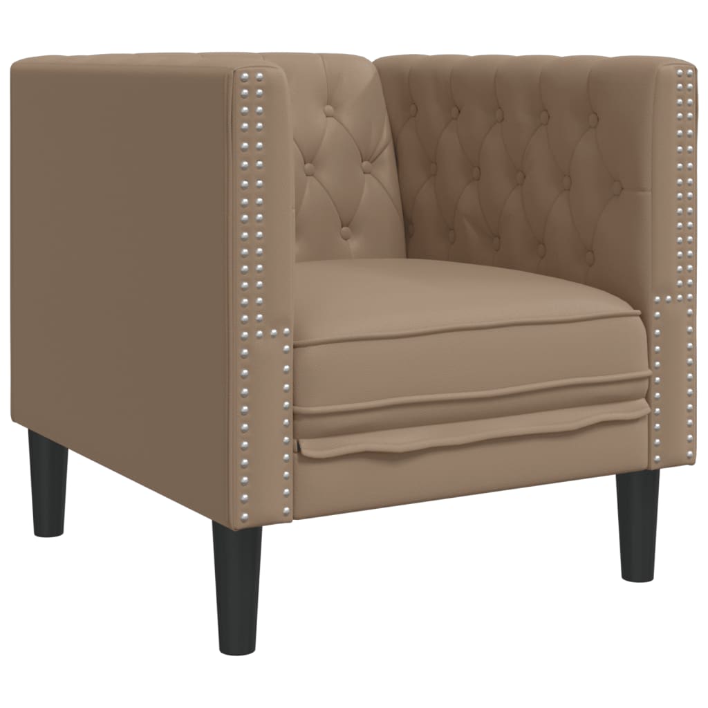 3Dílná Sedací Souprava Chesterfield Cappuccino Umělá Kůže