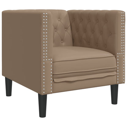 3Dílná Sedací Souprava Chesterfield Cappuccino Umělá Kůže