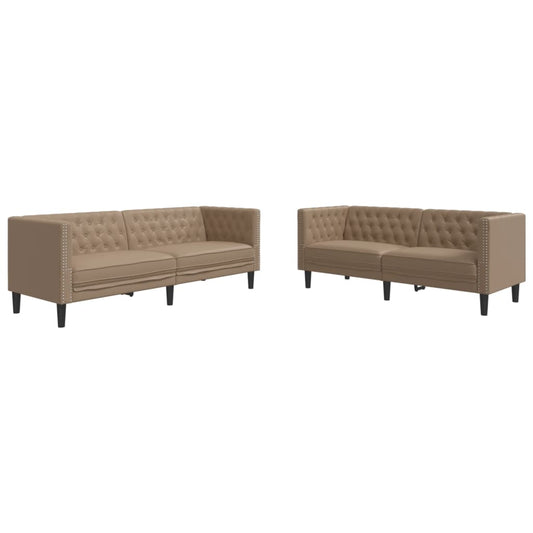 2Dílná Sedací Souprava Chesterfield Cappuccino Umělá Kůže