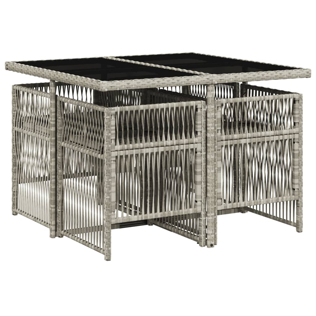 5Dílný Zahradní Jídelní Set S Poduškami Světle Šedý Polyratan