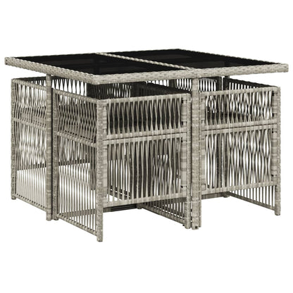 5Dílný Zahradní Jídelní Set S Poduškami Světle Šedý Polyratan