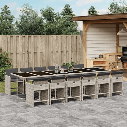 9Dílný Zahradní Jídelní Set S Poduškami Světle Šedý Polyratan