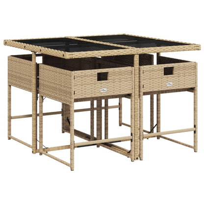 5Dílný Zahradní Jídelní Set S Poduškami Mix Béžové Polyratan