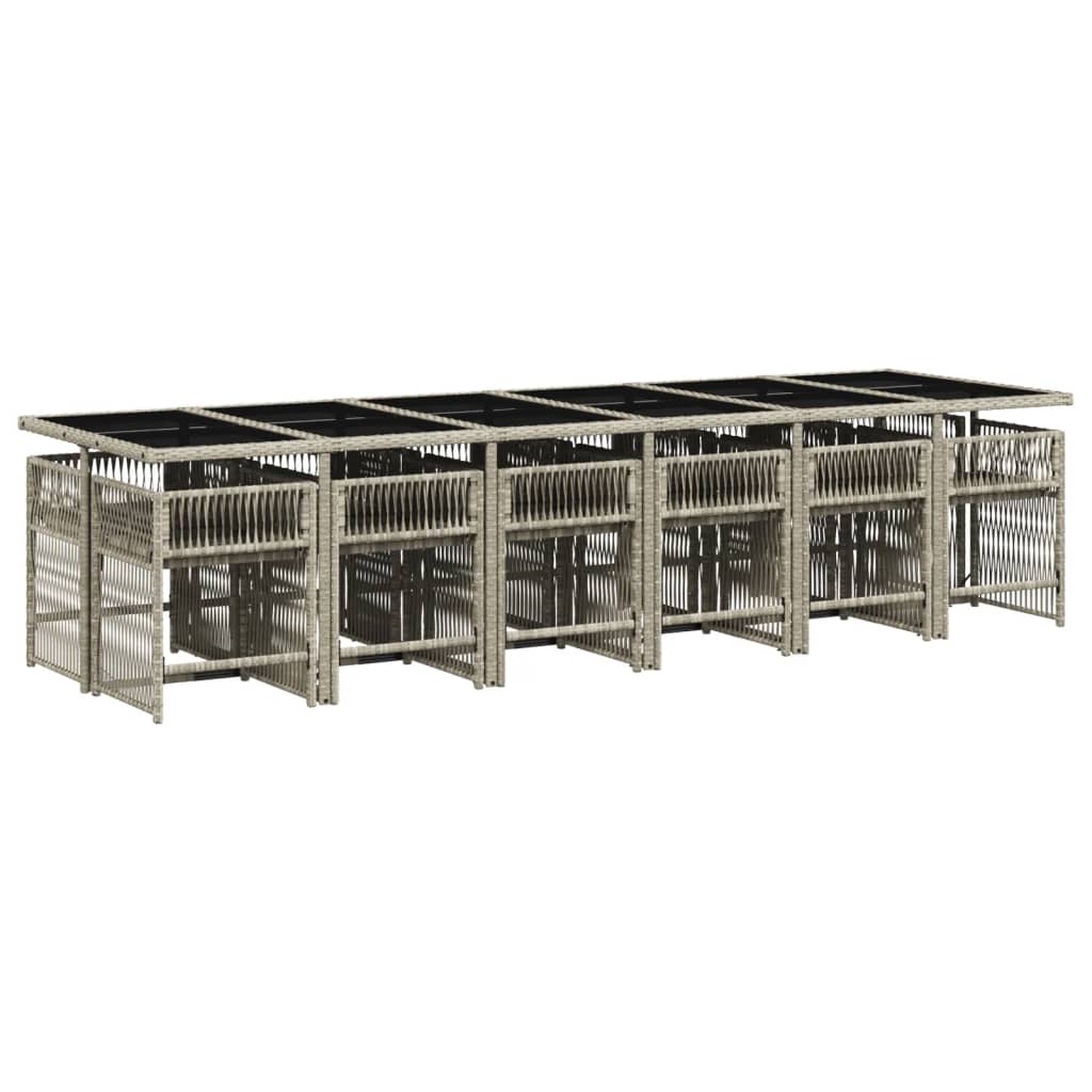 13Dílný Zahradní Jídelní Set S Poduškami Světle Šedý Polyratan