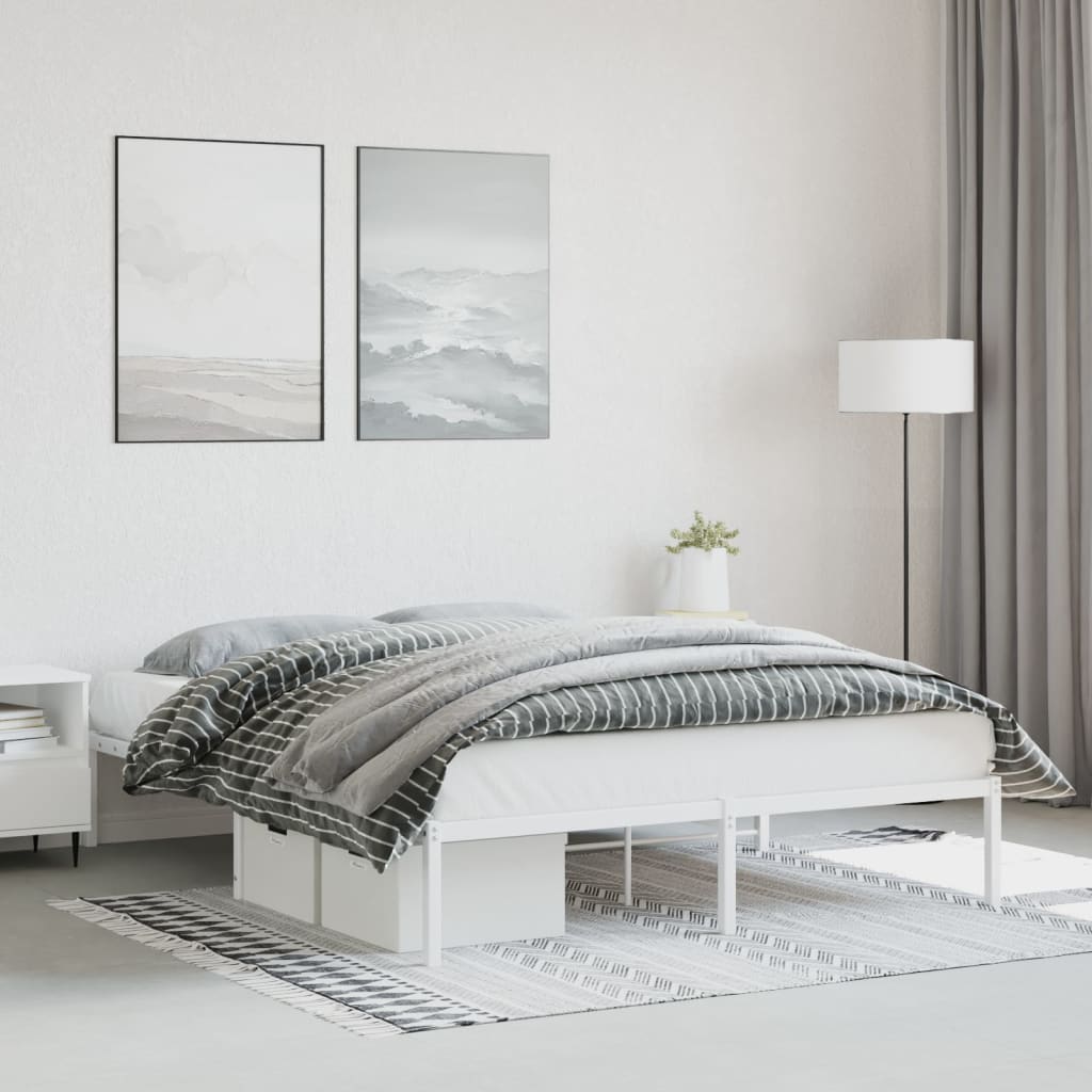 Kovový Rám Postele Bílý