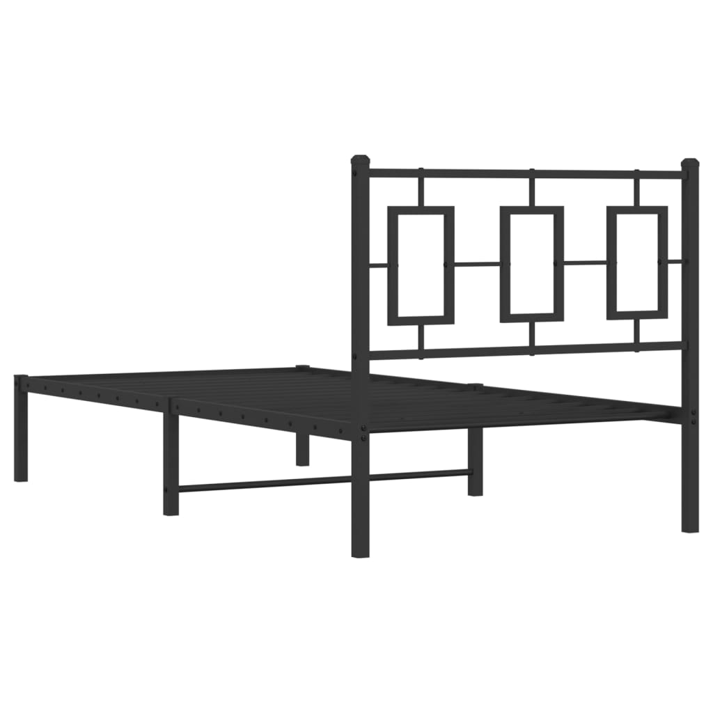 Kovový Rám Postele S Čelem Černý 90 X 190 Cm