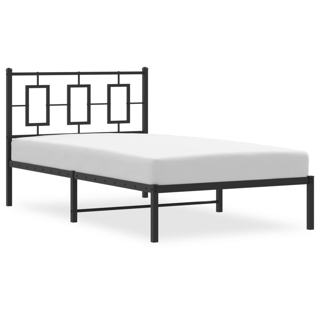 Kovový Rám Postele S Čelem Černý 100 X 200 Cm