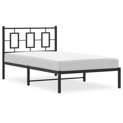 Kovový Rám Postele S Čelem Černý 100 X 200 Cm