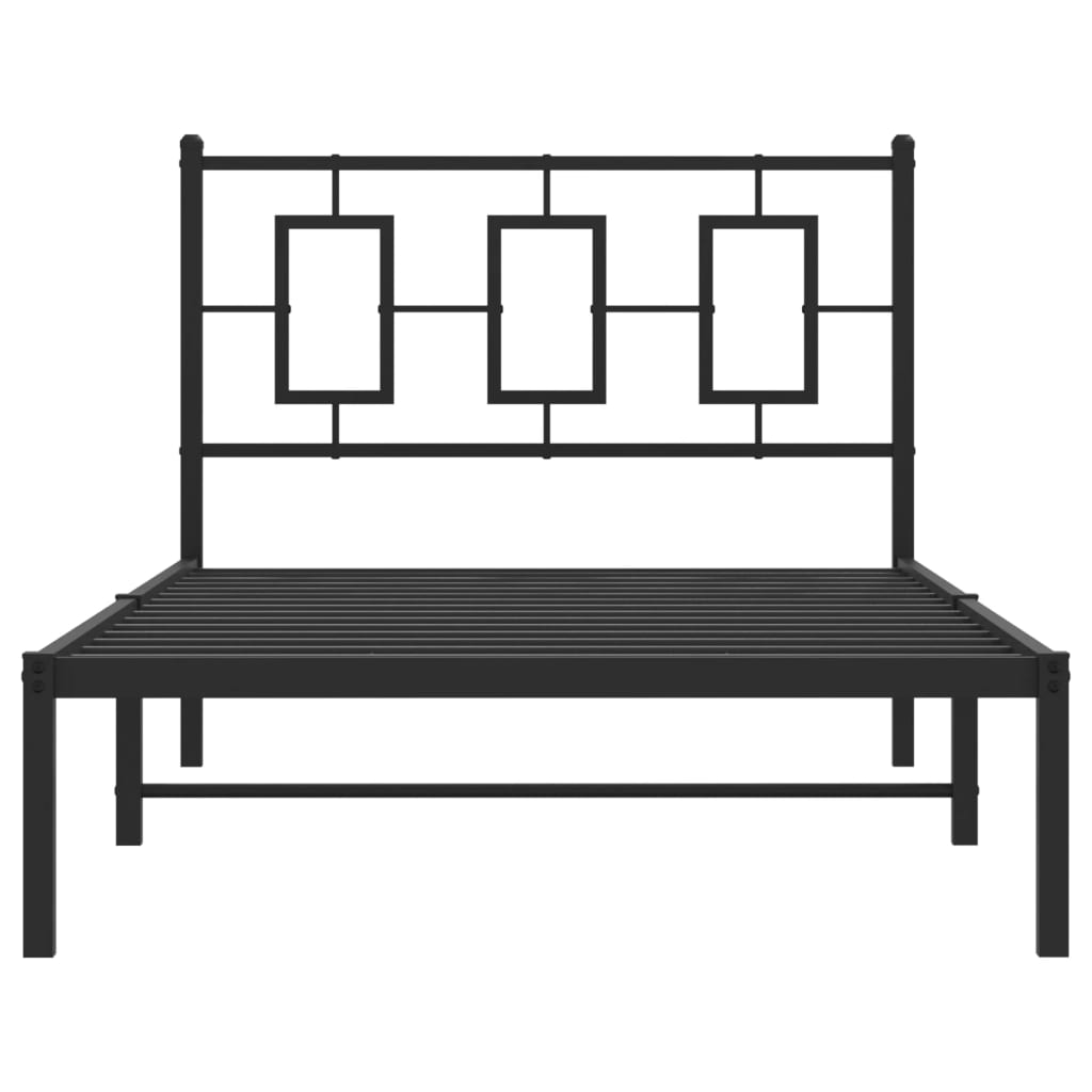 Kovový Rám Postele S Čelem Černý 100 X 200 Cm