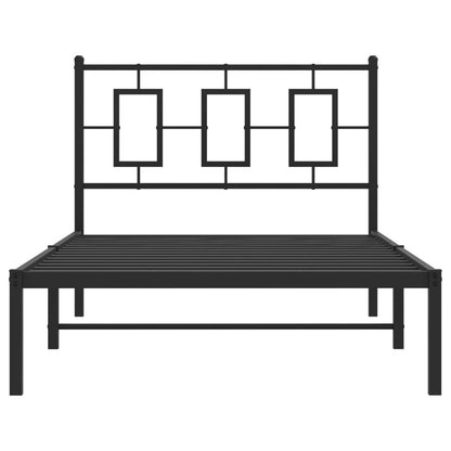 Kovový Rám Postele S Čelem Černý 100 X 200 Cm