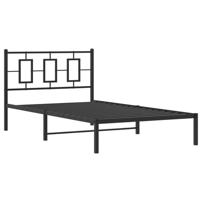 Kovový Rám Postele S Čelem Černý 107 X 203 Cm