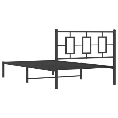 Kovový Rám Postele S Čelem Černý 107 X 203 Cm
