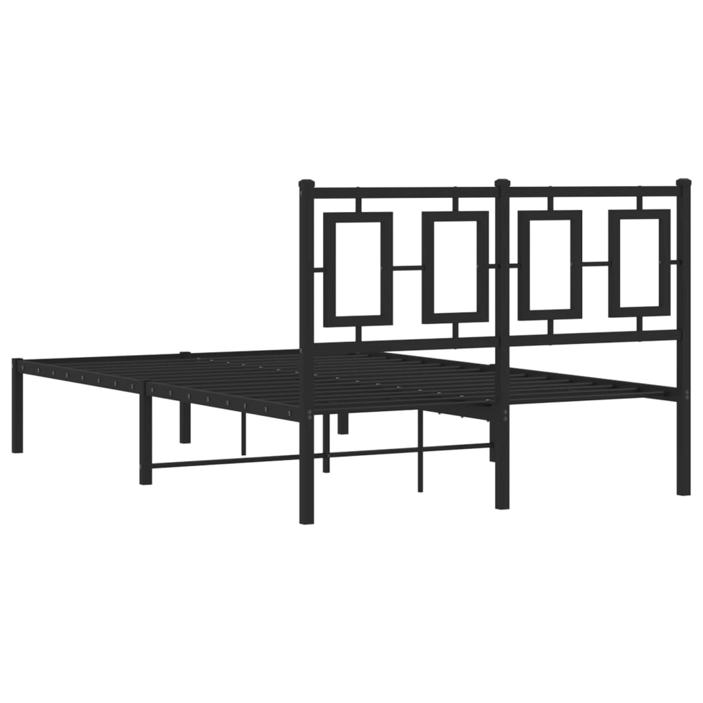 Kovový Rám Postele S Čelem Černý 120 X 190 Cm