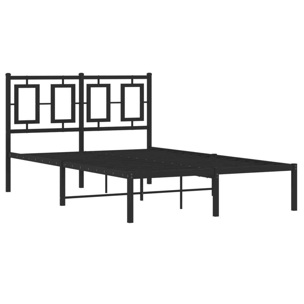 Kovový Rám Postele S Čelem Černý 120 X 200 Cm