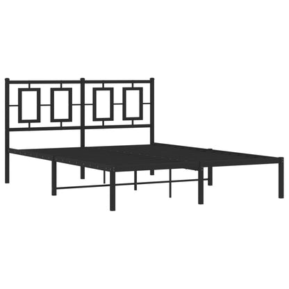 Kovový Rám Postele S Čelem Černý 135 X 190 Cm